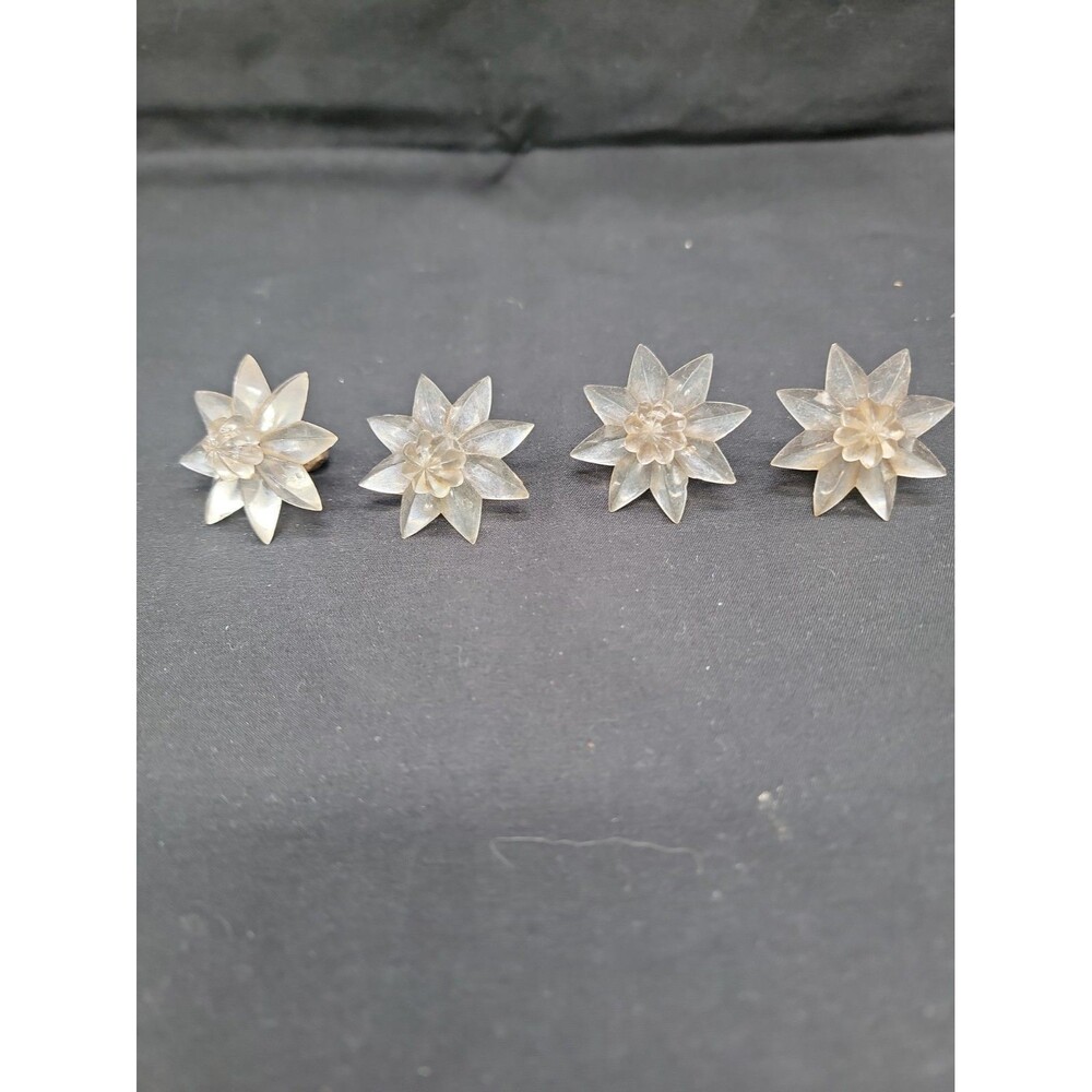 Vintage 4 Pcs. Clear Plastic Mirror Rosettes With Buds